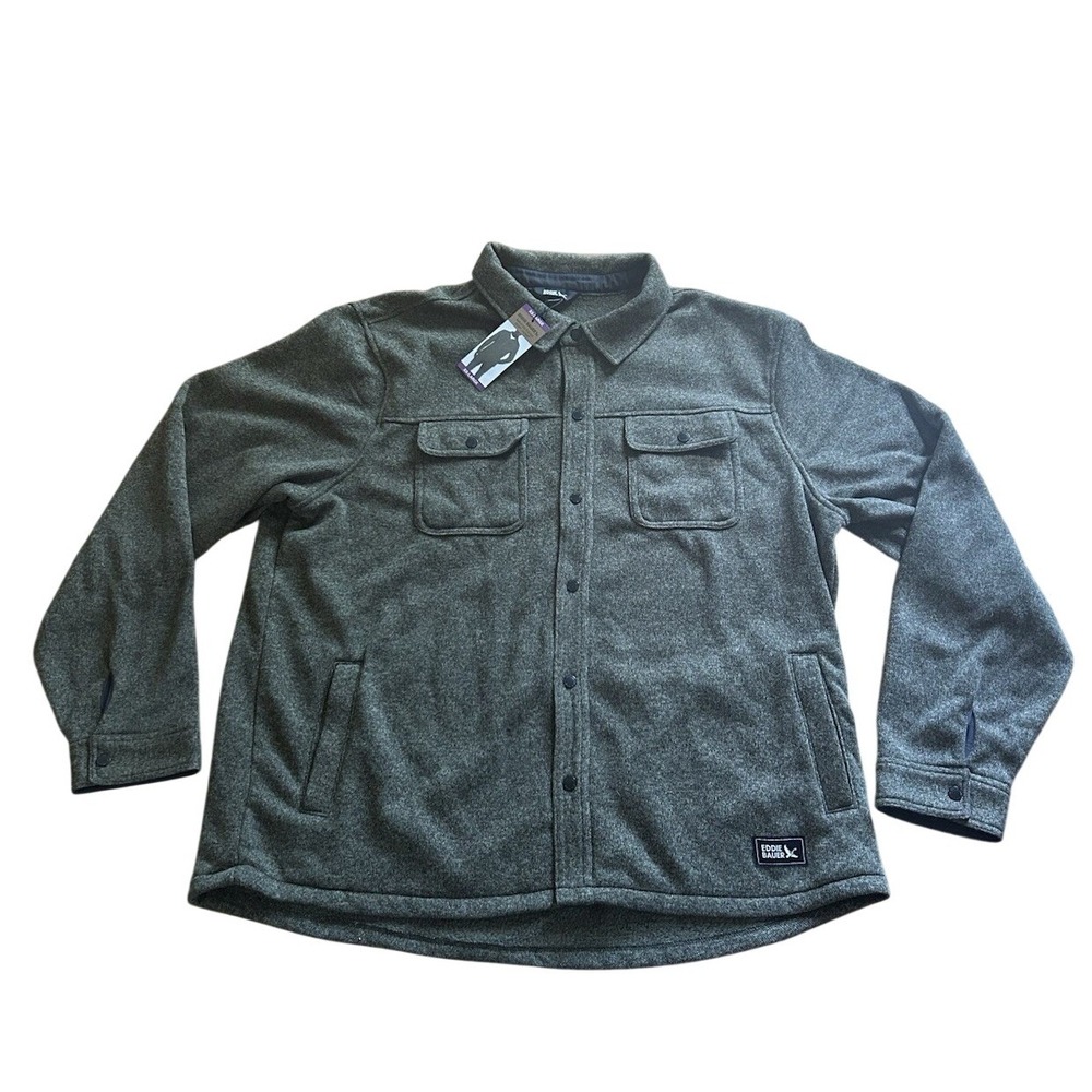 Eddie Bauer Mens Fleece Shirt Jacket Spruce Green Size XXL Sweater Outdoors NWT